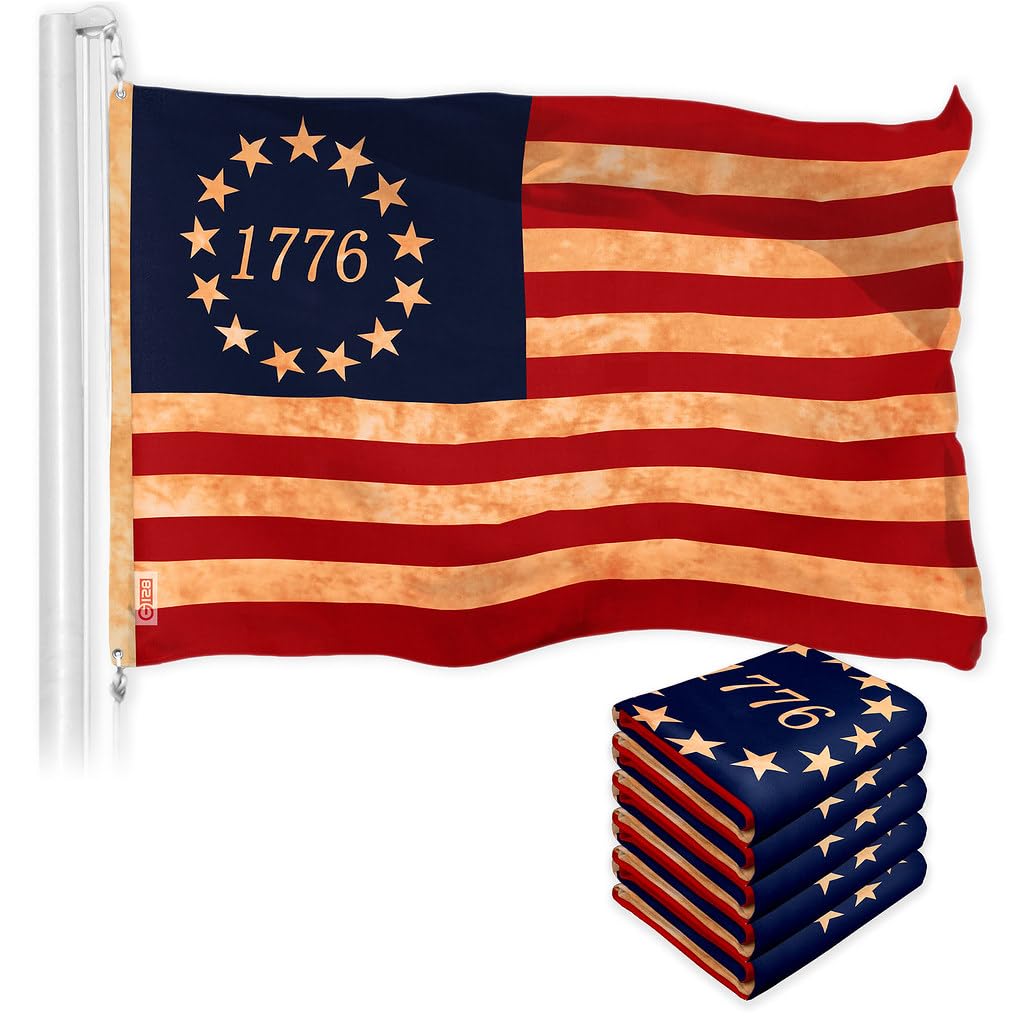 Ｔページ3束セット Amazon.com : G128 5 Pack: Betsy Ross 1776 Tea-Stained Flag | 3x5